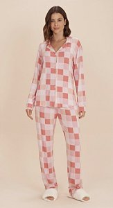 Pijama camisaria tons de rosa