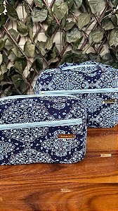 Necessaire marinho turquesa paisley