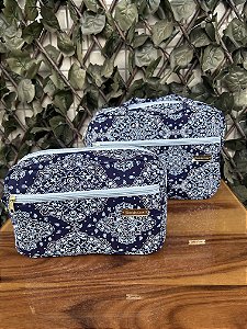 Necessaire média marinho paisley
