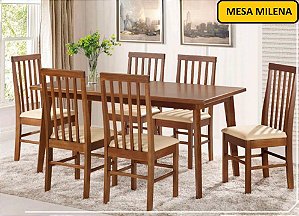 CONJUNTO MESA RET MILENA SEM VIDRO+ SEIS CADEIRAS