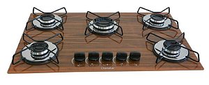 COOKTOP 5 BOCAS ULTRA CHAMA AMADEIRADO ESCURO