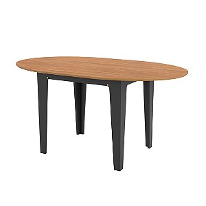 MESA OVAL EXTENSIVEL 122CM/159CM - FREIJO/PRETO FOSCO