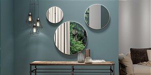 PAINEL DECORATIVO REDONDO OFF WHITE/ ESPELHO