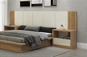 CABECEIRA 300CM - OFF WHITE/FREIJO