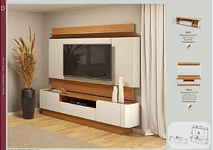 Painel 220cm + Rack R427 - off white freijó - dalla costa