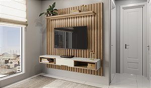 Painel 183,5cm com nicho - off white freijó - dalla costa