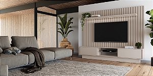 Painel 228cm + Rack 220cm c/ 2 portas de correr - fendi - dalla costa