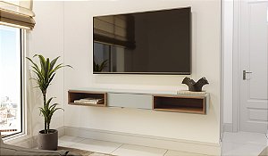 Nicho 175cm suspenso p/ painel - off white/freijó - dalla costa