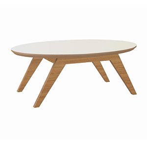 Mesa de centro elíptica - freijó/off white - dalla costa