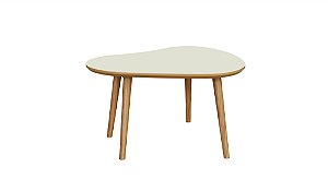 Mesa de centro orgânica 79cm - off white/freijó - dalla costa