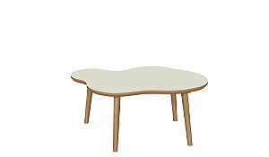 Mesa de centro orgânica 88cm - off white/freijó - dalla costa