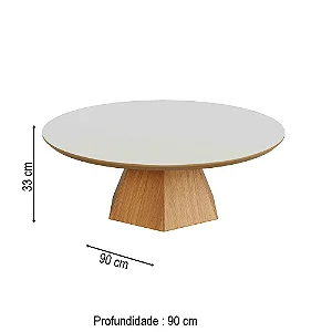 Mesa de centro 90cm - off white/ freijó - dalla costa