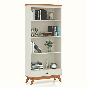 Estante multiuso c/ gaveta - off white/freijó - dalla costa