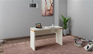 Mesa de escritório tamburato 120cm c/ negativo - off white/freijó - dalla costa