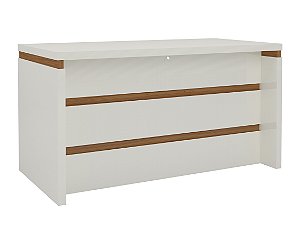 Mesa de escritório tamburato 135cm c/ negativo - off white/freijó - dalla costa