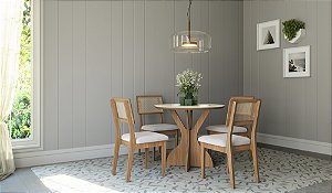 Mesa redonda 25mm para 4 lugares – off white/freijó - dalla costa