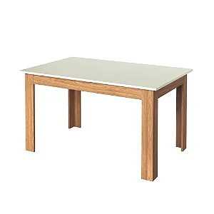 Mesa retangular 18mm para 4 lugares – off white/freijó - dalla costa