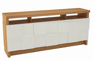 Balcão tamburato quadriculado 3D (2 portas + 2 gavetas) – freijo/ off white - dalla costa