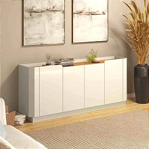 Balcão 180cm 4 portas – off white/freijó - dalla costa