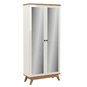 Sapateira retrô c/ 5 prateleiras e espelho – off white/ freijó - dalla costa