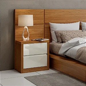 Criado Mudo 2 gavetas – freijó/ off white ou somente off white - dalla costa