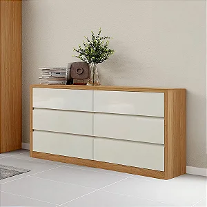 Cômoda 180cm 6 gavetas – freijó/ off white - dalla costa