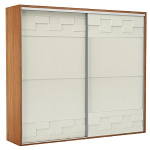 Roupeiro Dalla Costa 267cm com e sem espelho - detalhe 3D quadriculado