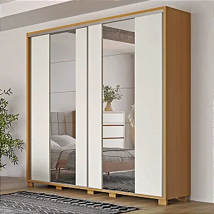 roupeiro 270cm 2 portas ripadas - com e sem espelho - pradel dalla costa