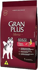 Gran Plus para Cães Adultos Médio e Grande Porte Sabor: Carne e Arroz