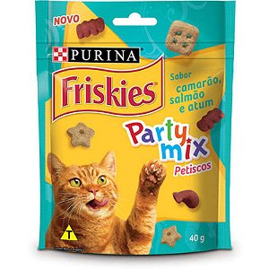 Petiscos Party Mix Friskies Sabor: Camarão, salmão e atum 40g