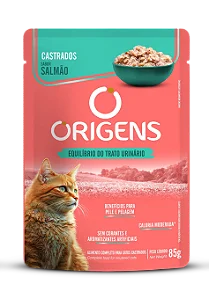 Sachê Origens Gatos Castrados Sabor Salmão 85g