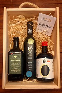 Kit Azeites do Mundo em Caixa de Madeira