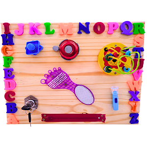 Painel Sensorial Montessori 8 Atividades Educativas 30x40 Cm - Alfabeto