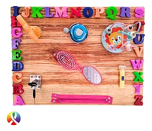 Painel Sensorial Montessori Alfabeto 8 Atividades 30x40cm