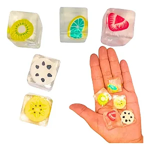 Kit 5 Mini Taba Squish Frutinhas Em Cubos Kawaii Tik Tok