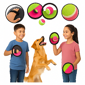 🏓 Diversão com Velcro — Raquetes + Bola que Gruda!