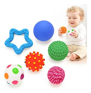 Bola Sensorial Tátil - Kit Com 5 + Acessório Texturas Treino