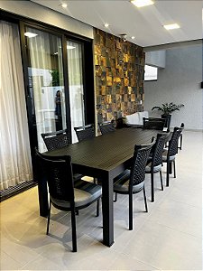 Conjunto de Mesa + 8 Cadeiras com Almofada