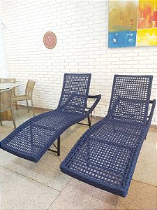 Espreguiçadeira Gi em Alumínio e Tricô Náutico