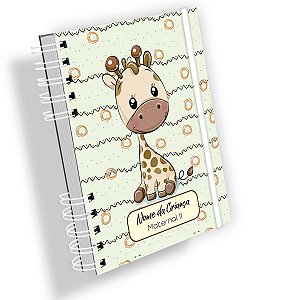 Agenda Escolar Infantil Personalizada c/ Nome - Capa Girafa