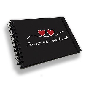 Caderno Scrapbook - Livro De Assinatura Folhas Pretas - Love