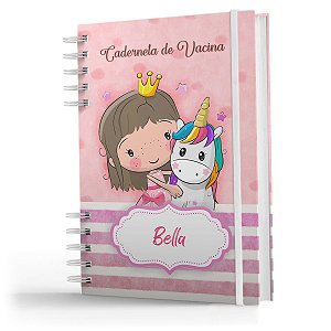 Caderneta Vacinação Menina Personalizada C/ Nome - Capa Dura