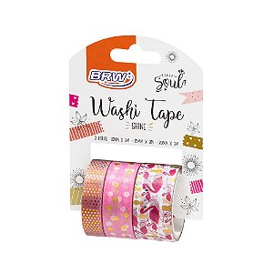 Fita Adesiva Washi Tape Shine - Flamingo - Com 3 unidades
