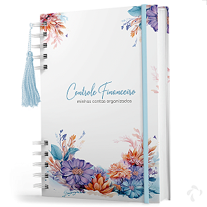 Caderno De Controle Financeiro - Capa Dura - Floral Azul