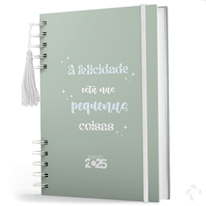 Agenda Coleção Frases Felicidade Cor Verde Com Capa Dura