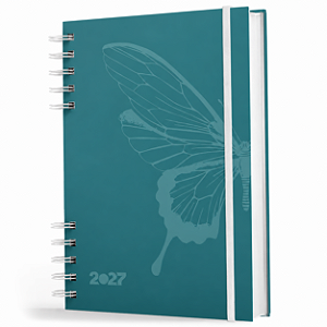 Nisti Print Agenda 2027 Organização Pessoal Capa Dura Borboleta Verde