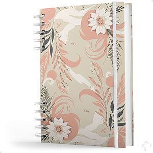 Caderno De Anotações Capa Dura Coleção Clean Botânica Rosa