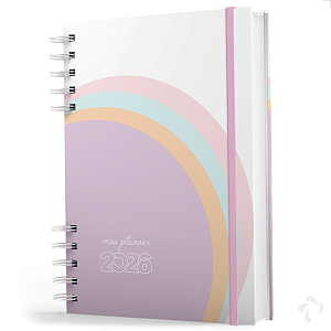 Planner Visão Semanal Mensal Capa Dura Coleção Cute Rainbow