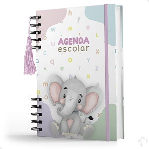 Agenda Creche Infantil Capa Dura Rotina Menina Elefante