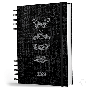 Agenda 2026 Capa Dura Organização Pessoal Anual Nature Black